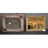 Two reverse glass paintings, oriental subjects, the largest 22 x 16cm (8 5/8 x 6 1/4in.) (2)
