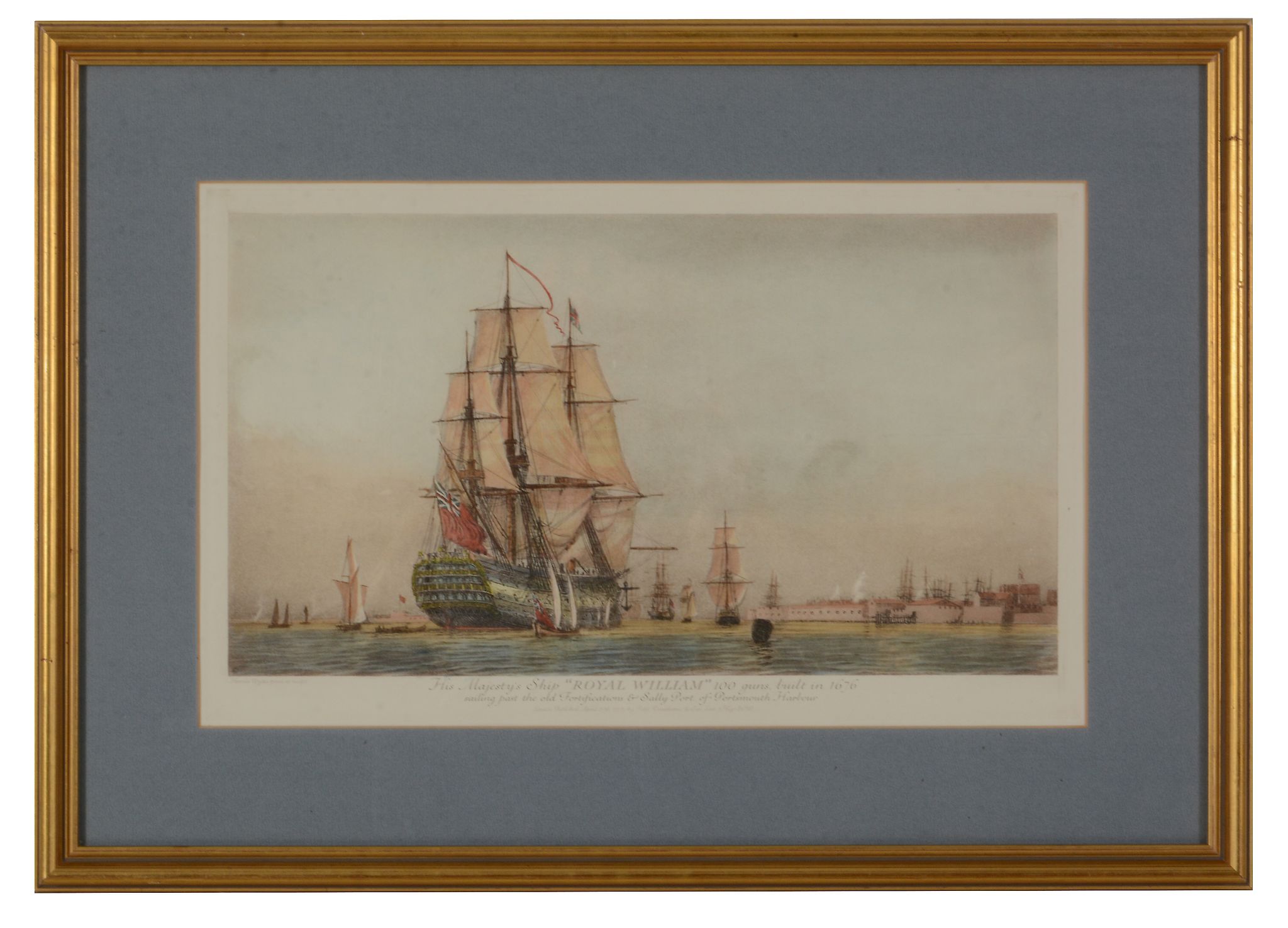 After Harold Wyllie His Majesty's Ship "Royal Willaim" Coloured engraving Plate: 25.5 x 42cm (10 x - Image 2 of 2