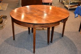 A pair of early 19th century demi-lune tables, formerly D-ends from a dining table, each 122cm wide