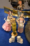 A Royal Worcester blush ivory figure of watercarrier and a Royal Doulton figure, The Ballad