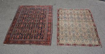 A Kirman rug, approx 177cm x 130cm together with a Hamadan rug approximately 196cm x 143cm (2)