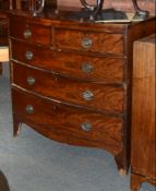 A mahogany bowfront chest of drawers, early 19th century, two short and three long drawers, 105cm