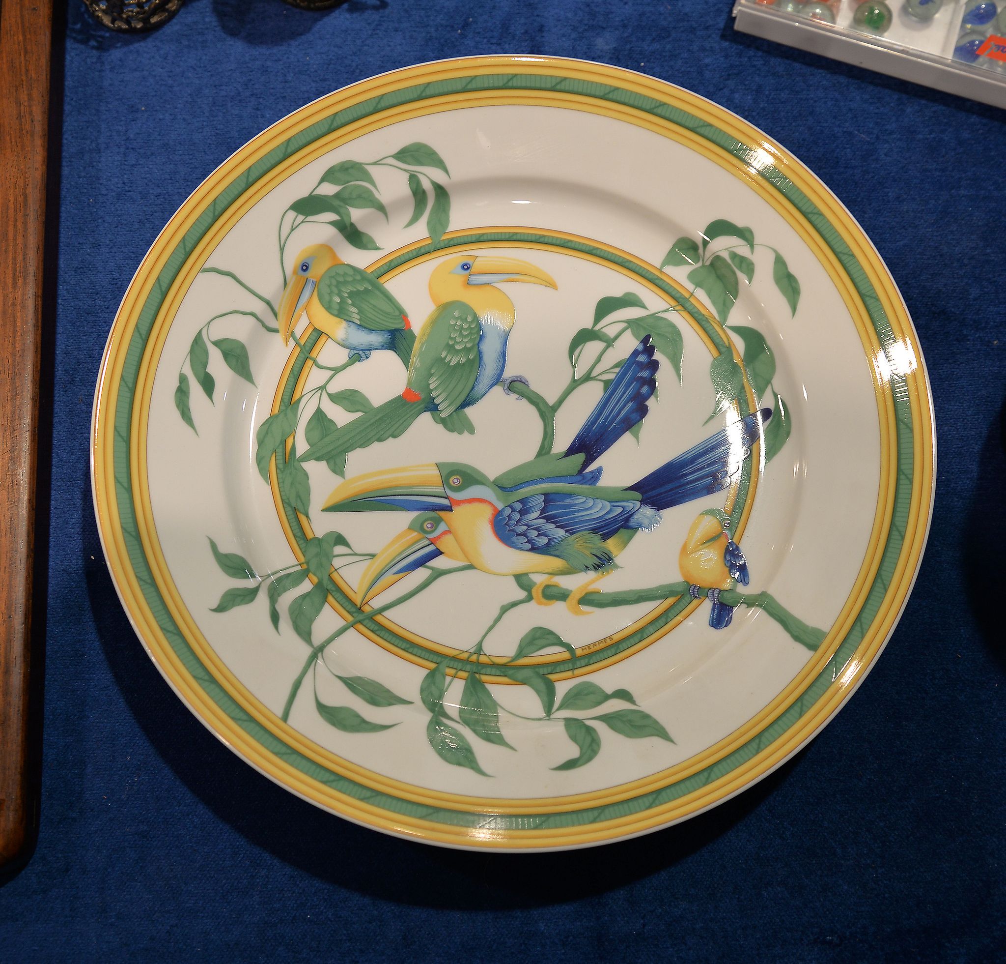 A Limoges porcelain for Hermes plate "Toucans"