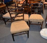 A harlequin set of six mahogany dining chairs in the manner of Thomas Chippendale chairs (6)