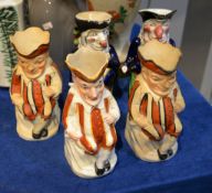 Five various character jugs of Mr. Punch