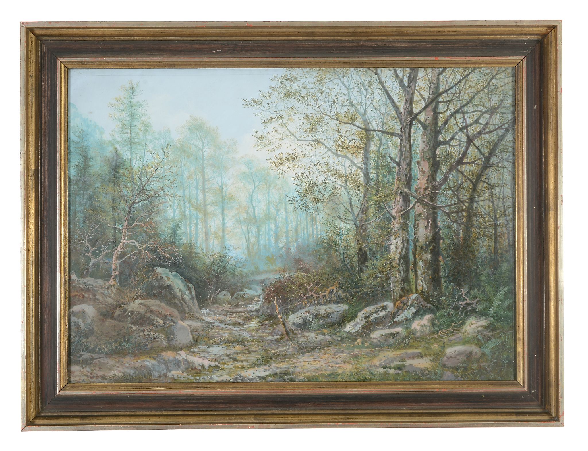 German School (19th century/20th century) Woodland view Gouache Indistinctly signed, lower left - Image 2 of 3