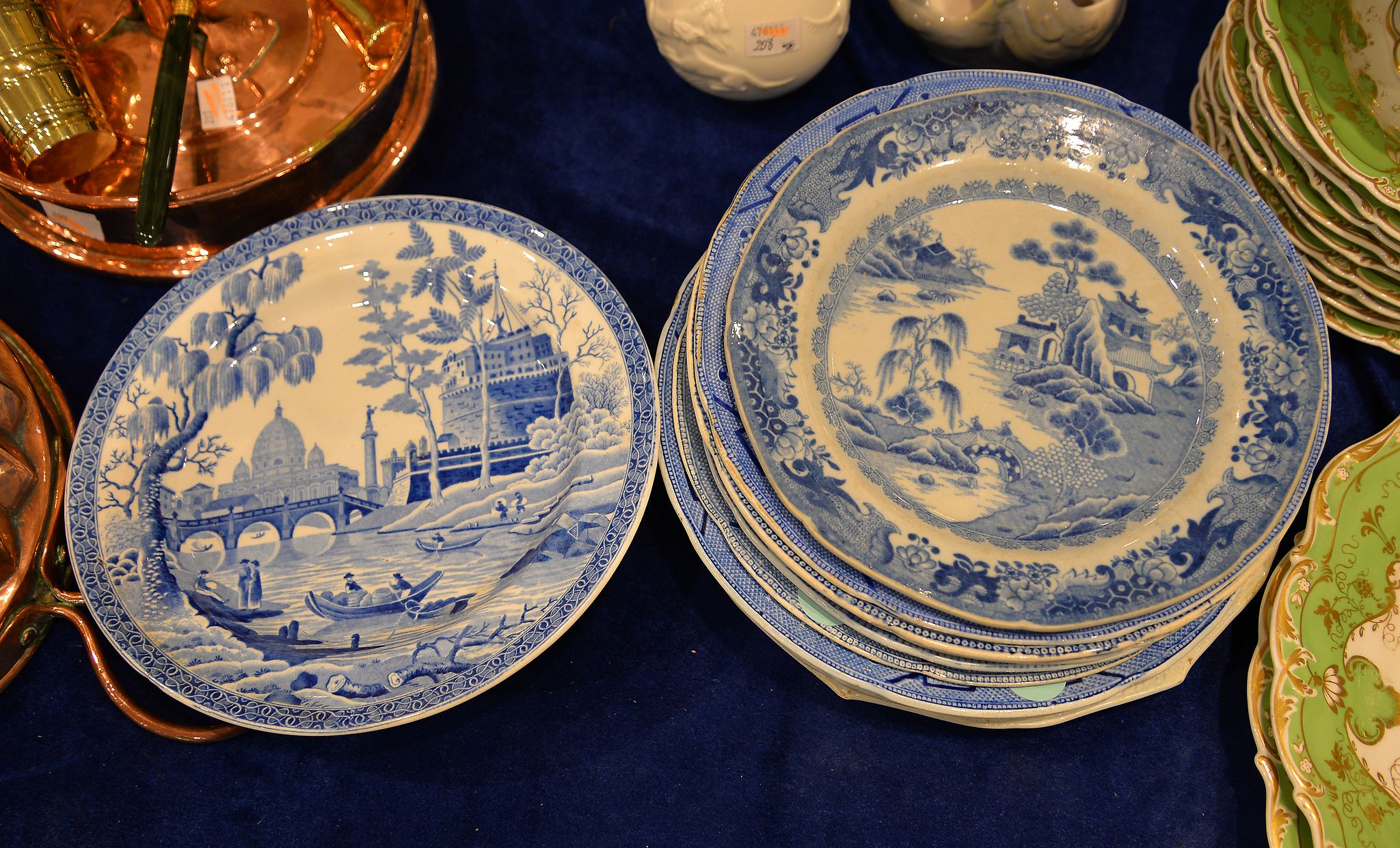 A Spode blue and white printed pearlware 'Tiber' pattern plate, printed mark, circa 1820, 25cm