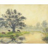 Franz Delaforgue (1887 - 1965) Horse by a stream Oil on canvas Signed, lower right 65.5 x 80.5cm (25