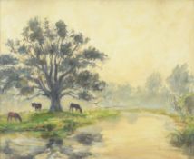 Franz Delaforgue (1887 - 1965) Horse by a stream Oil on canvas Signed, lower right 65.5 x 80.5cm (25