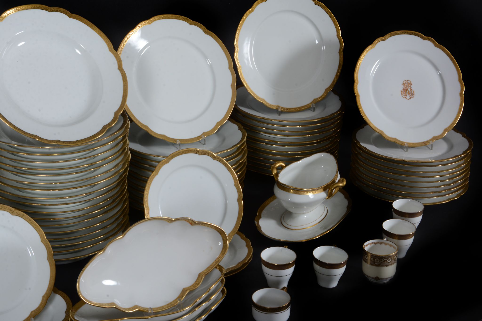 A Pillivuyt & Cie (Mehun-Sur-Yevres, Cher, France) white porcelain and gilt part dinner service, - Image 2 of 2