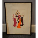 Paula St (20th century), Females dancing, coloured print, signed and dated 04, lower right, numbered