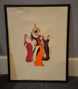 Paula St (20th century), Females dancing, coloured print, signed and dated 04, lower right, numbered
