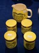 Portmeirion kitchen canisters and a jug