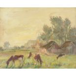 Franz Delaforgue (1887 - 1965) Cattle in a landscape Oil on board Signed, lower right Image: 38 x