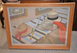 Dawn Cookson, (British 1925-2005) Three Straw Hats Coloured pastel Signed and dated 1987 , lower
