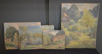 Hester McClintock (English 1913-2015) Four landscape views to include Watermill Country Club Near
