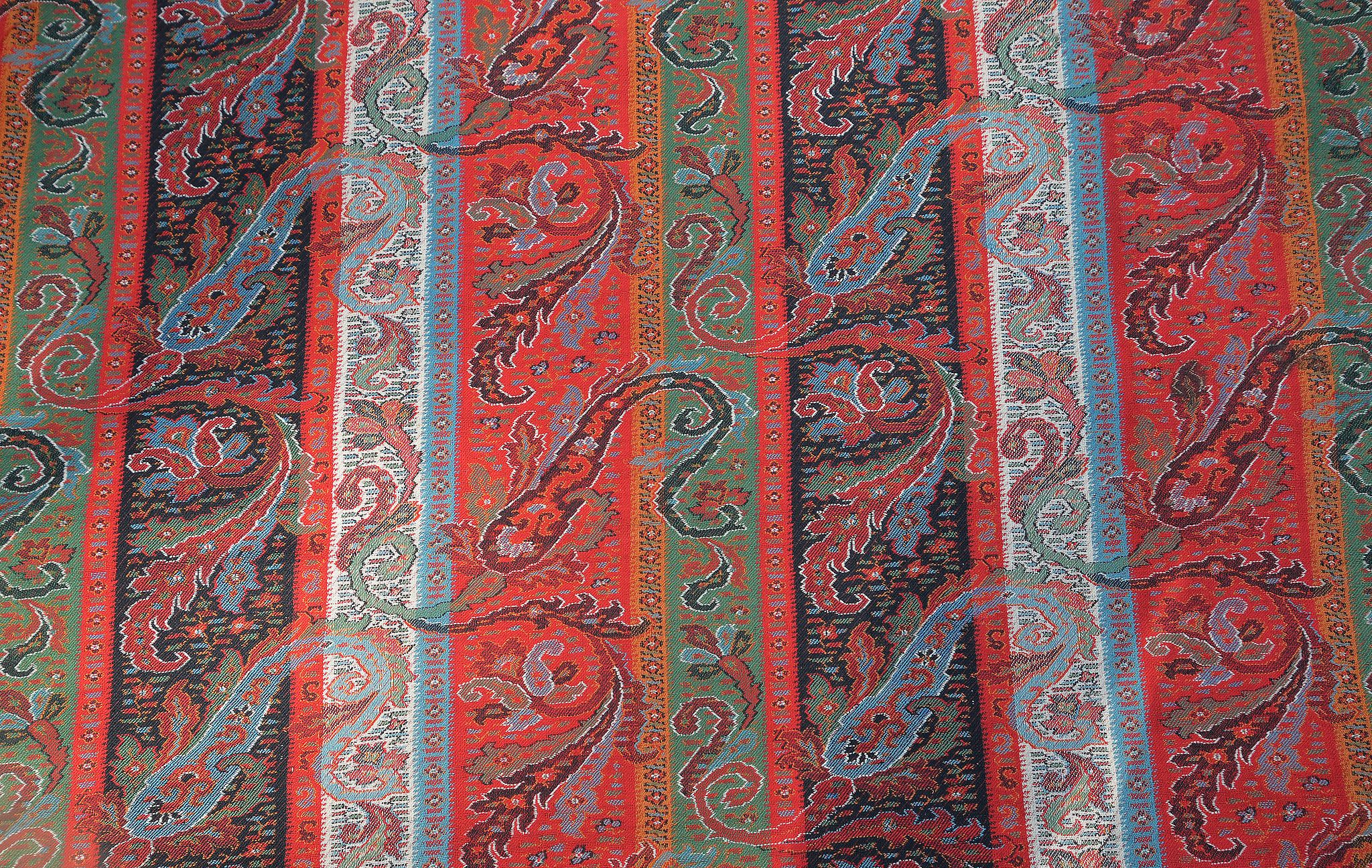 Two similar Paisley pattern throws, each approx. 305cm x 150cm, together with a small tapestry - Image 2 of 4