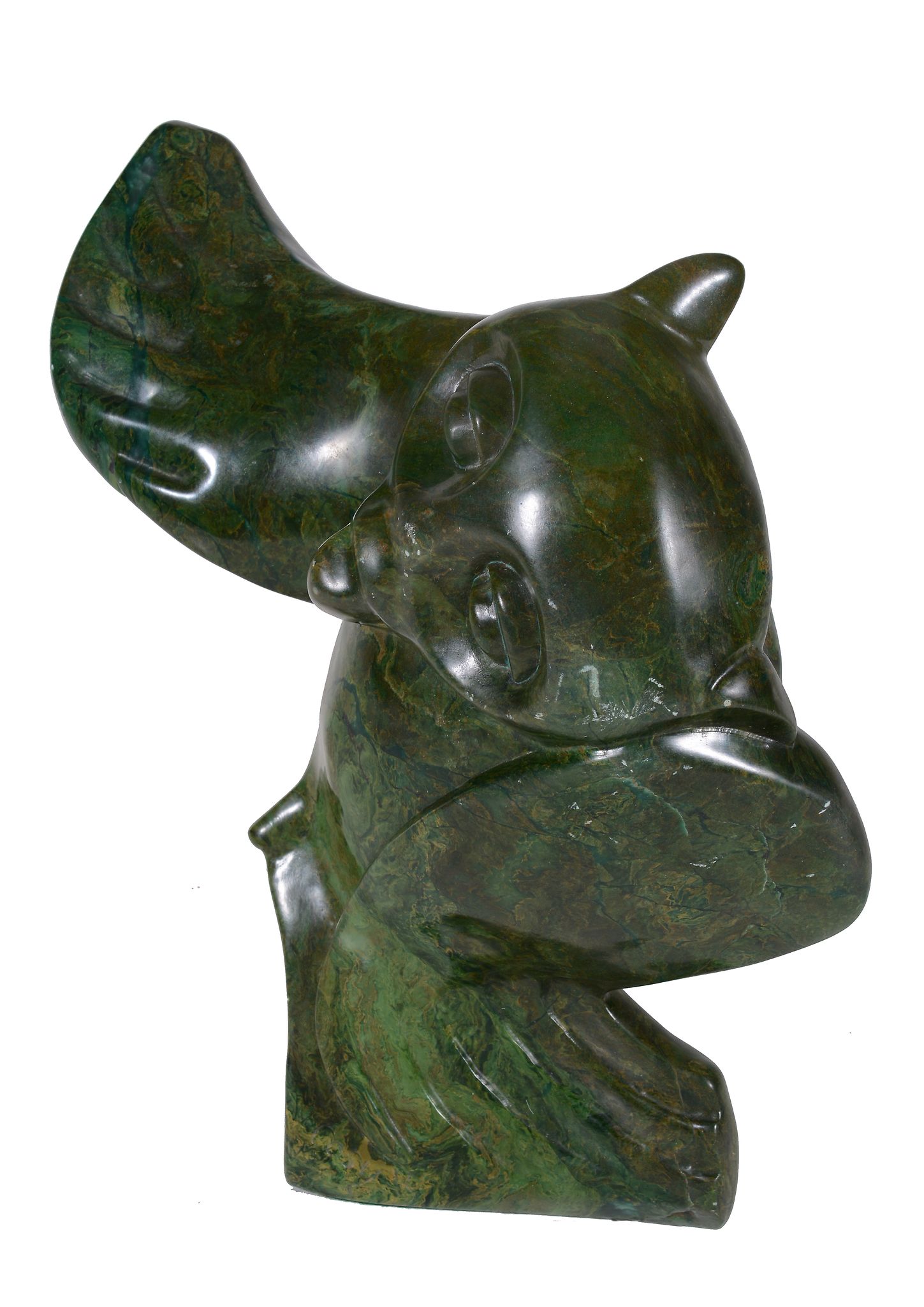 A Zimbabwean hardstone sculpture of an owl, with one wing raised, unsigned, 29cm high - Image 3 of 3