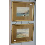 English School Coastal landscapes, a pair Watercolours Each 15 x 22cm. (6 x 8 3/4in.) (2)