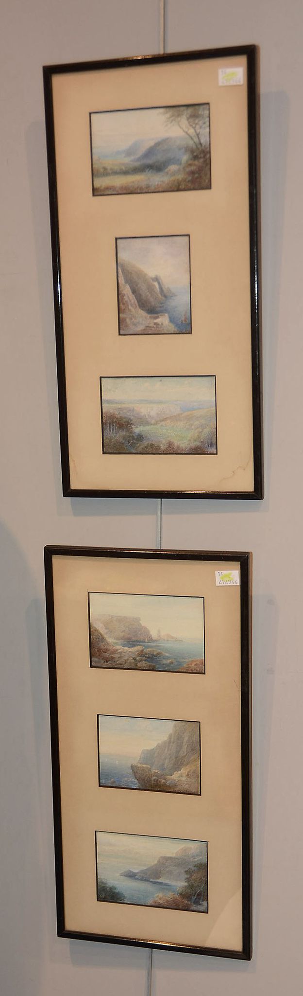 English School (late19th/early 20th century) Landscape views Six watercolours framed as two sets