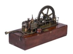 A model of an early 20th century horizontal live steam mill engine, built by Mr J W Mac Donnell of