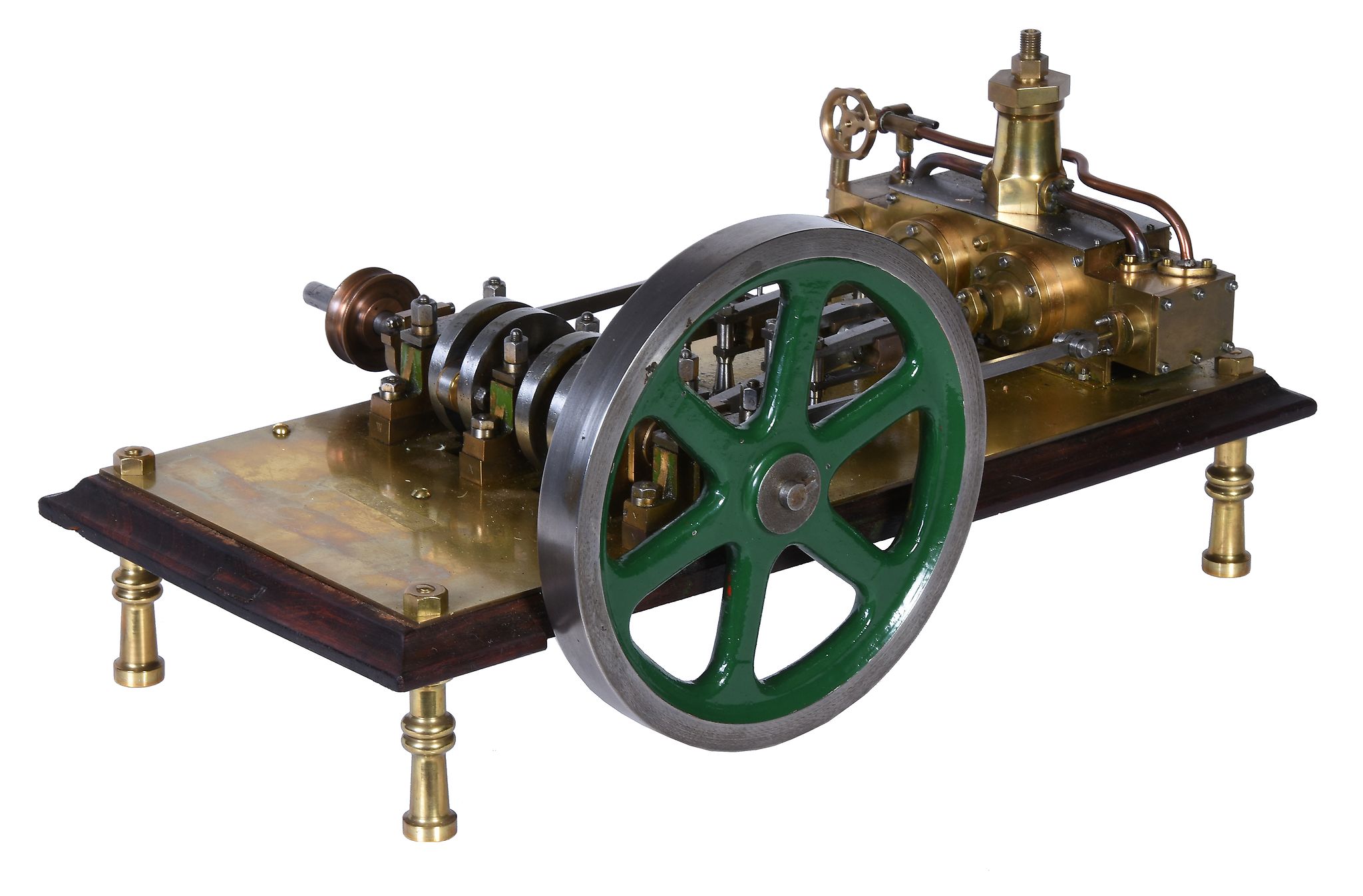 A well engineered model of a horizontal twin cylinder live steam mill engine, set on polished brass - Image 2 of 2