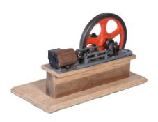 A well engineered model of a live steam horizontal mill engine, the single cylinder with wooden