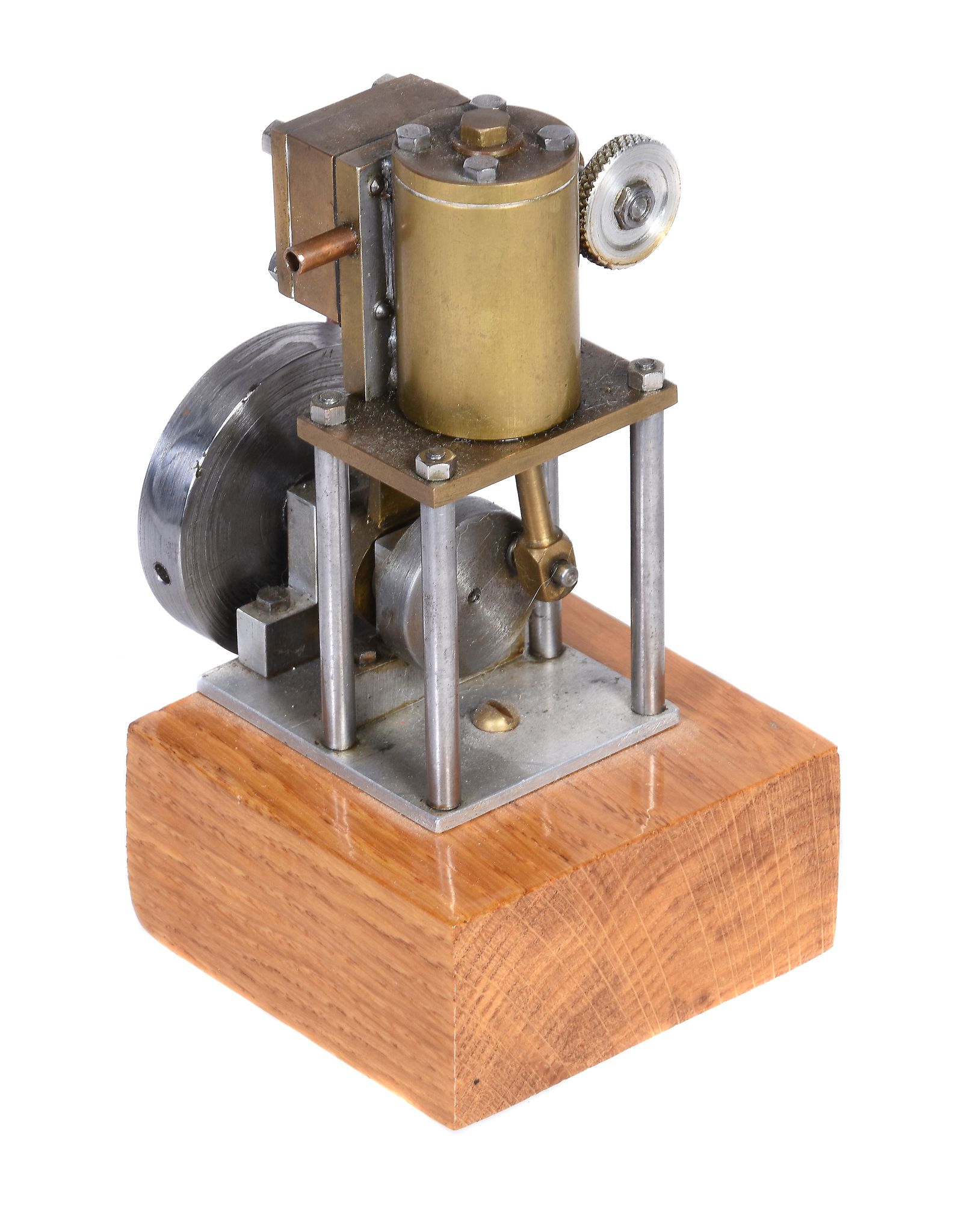 A live steam vertical engine, the single cylinder supported on four pillars with disc crank, - Image 2 of 2