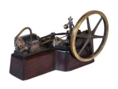 An early 20th century model of a live steam horizontal mill engine, the single cylinder with