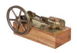 A model of a horizontal live steam mill engine, with clad single cylinder, trunk guide, disc crank,