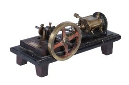 A 19th century model of a horizontal live steam mill engine, with single cylinder, slipper type