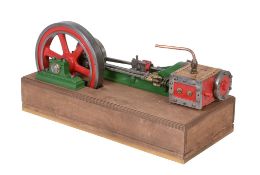 A model of a live steam horizontal mill engine, the single cylinder 2 1/4" bore by 4 1/2" stroke