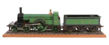 A 3 1/2 inch gauge model of a 4-2-2 Stirling Single Great Northern Railway tender locomotive No 1 ,
