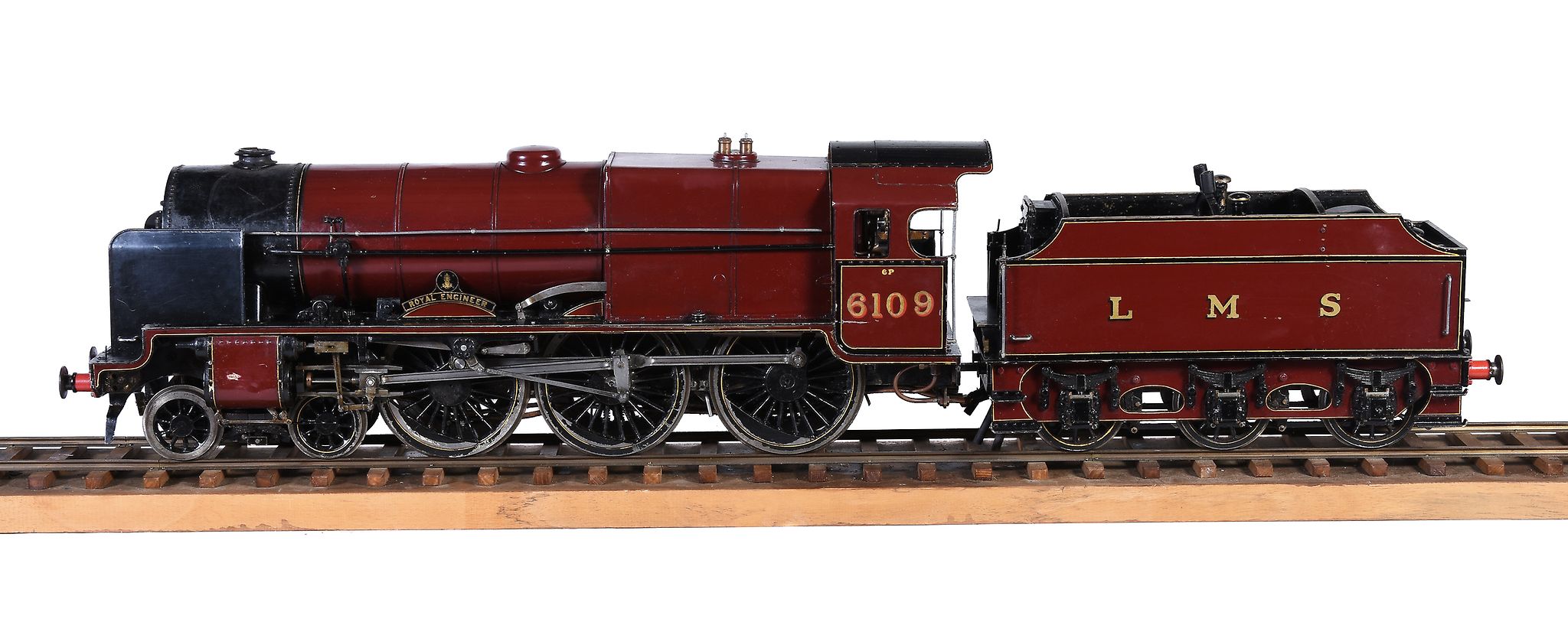 A well engineered 3 1/2 inch gauge model of a 4-6-0 tender locomotive No 6109 Royal Engineer , the