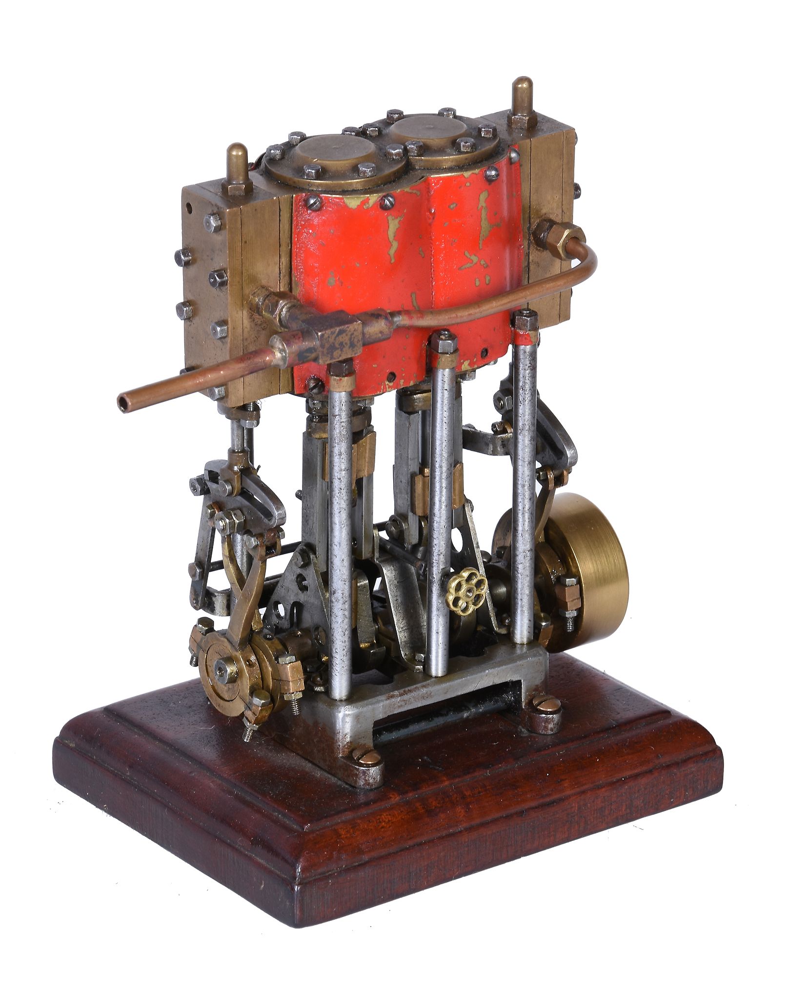 A well engineered model of a live steam vertical twin simple marine launch engine, the open crank - Image 2 of 2