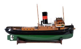 A well built model of the steam Tug ÃŽrvia', the model built in the 1960's to a traditional design