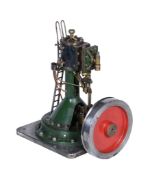 An unusual scratch built model of a vertical single cylinder steam engine, re- built by Mr L H