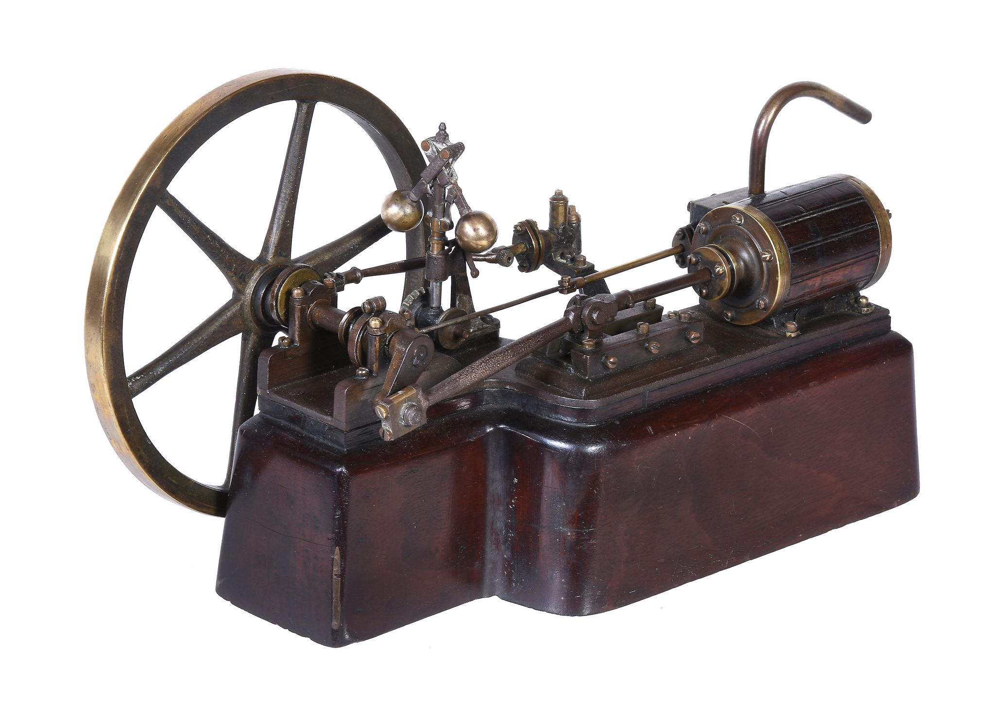 An early 20th century model of a live steam horizontal mill engine, the single cylinder with - Image 2 of 2