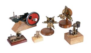A collection of six small model engines, to include Stuart Turner ST with metal clad cylinder,