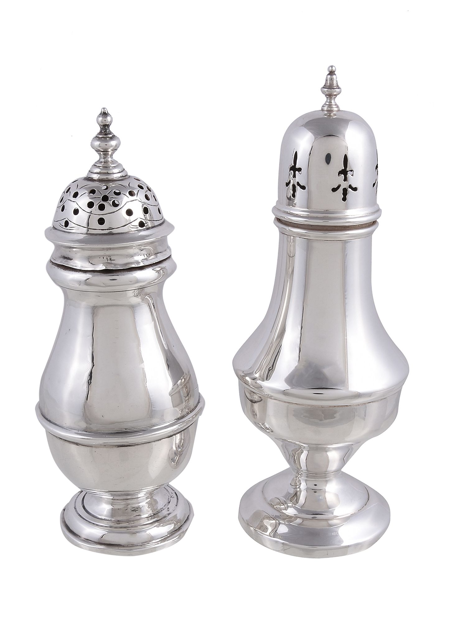 A silver baluster sugar castor by Charles Weale, Birmingham 1918, with a baluster finial to the