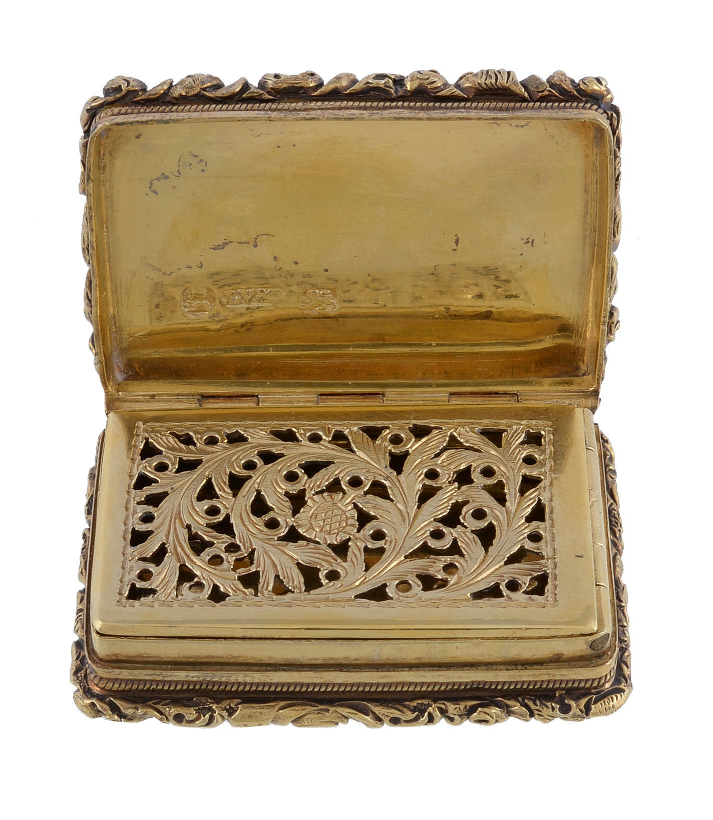 A George IV silver gilt rectangular in memoriam vinaigrette by Ledsam, Vale & Wheeler, Birmingham - Image 3 of 3