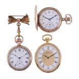 Waltham, a gold plated full hunter keyless wind fob watch, no. 7630065, circa 1906, lever movement,