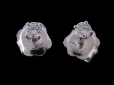 A pair of diamond ear studs, the brilliant cut diamonds, approximately 0.20 carats total, with post