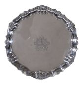 A George II silver shaped circular salver by Robert Abercromby, London 1742, with a raised moulded