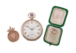 Smith, a 9 carat gold keyless wind open face pocket watch, no. 696507, hallmarked Birmingham 1947,