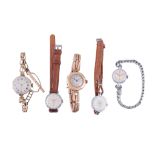 A collection of ladies wristwatches, to include: Rolex, a 15 carat gold wristwatch, no. 563858,