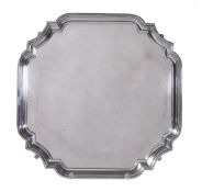 A silver shaped square salver by Barker Ellis Silver Co., Birmingham 1967, with a raised moulded