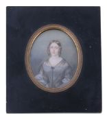 Ω English Provincial School, circa 1840 Portrait of a young lady dressed in mourning Watercolour on