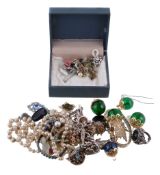 A collection of costume jewellery, to include: bracelets; necklaces; ear clips; and other items