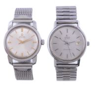 Omega, a stainless steel bracelet wristwatch, automatic movement, silvered dial, applied baton